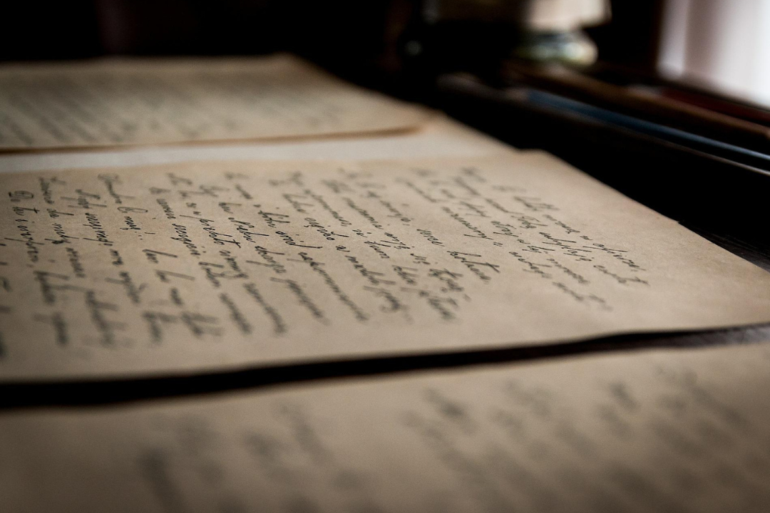 Handwritten letters on a table