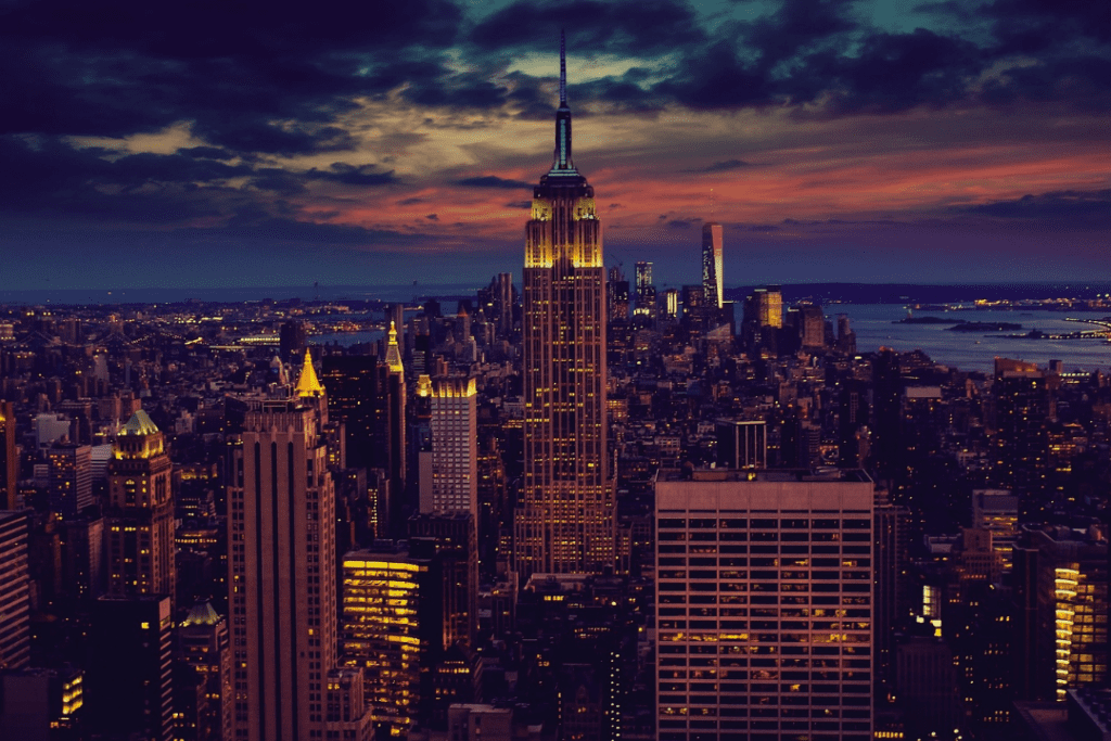 New York city skyline at night