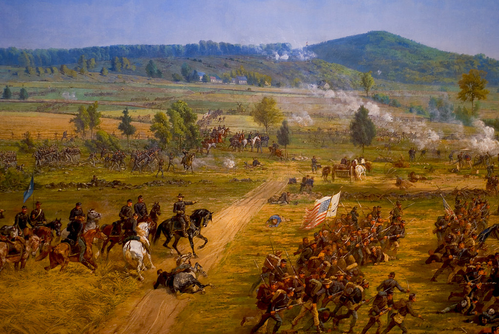 Painting of Pickett's Charge, attack at Gettysburg.