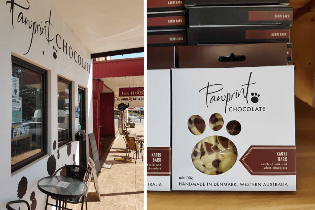 Pawprint Chocolate storefront and chocolate Denmark Western Australia